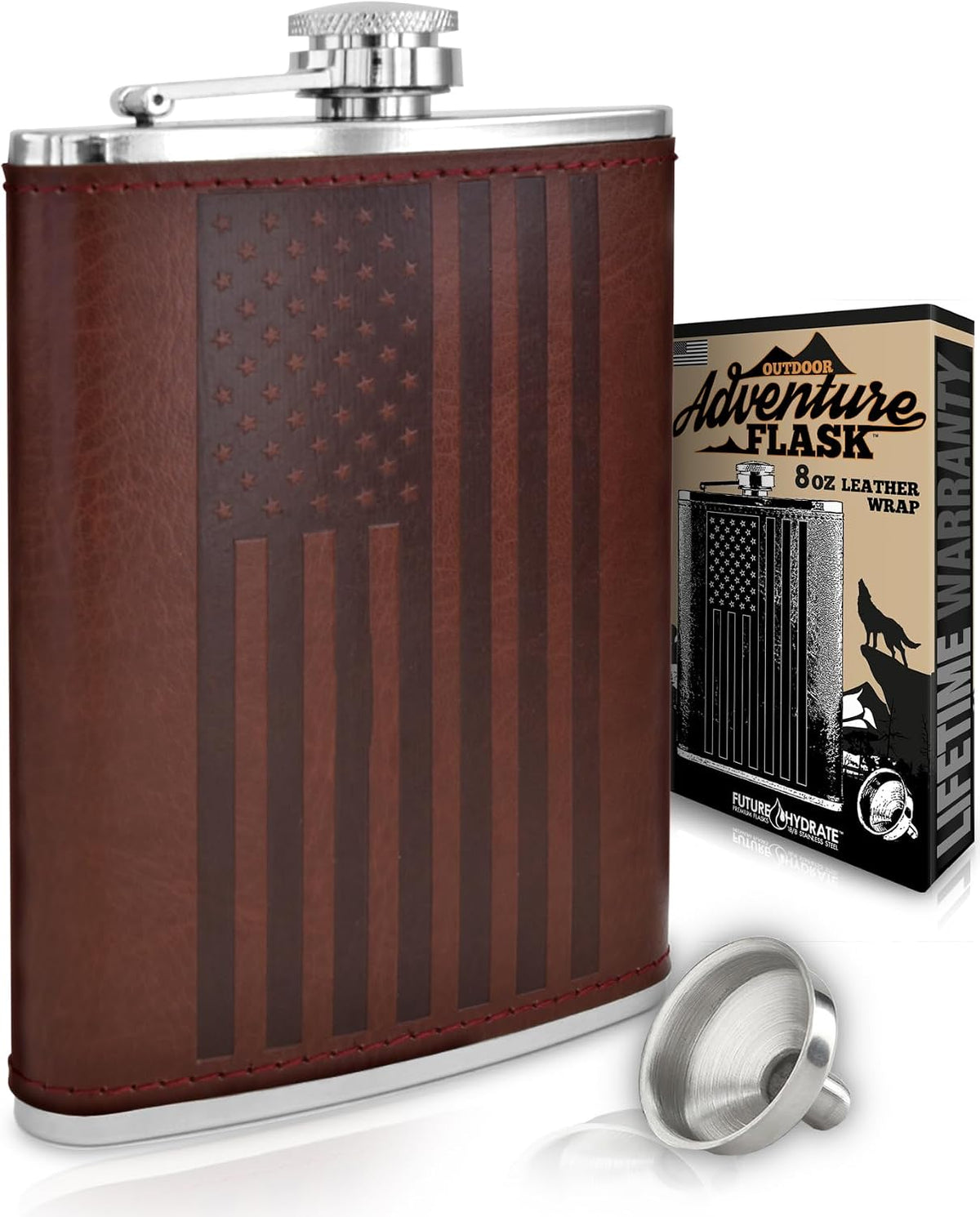 SKU:GP-CFHO-Z0NK | Brown Leather Wrap - American Flag | ASIN:B01L8GT63Q | gallery 1