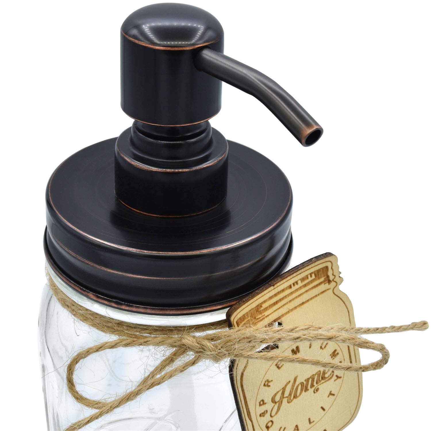 Bronze Mason Jar Soap Dispenser - Stainless Steel Pump for Liquid Dish, Hand Soap or Lotions - Includes Iconic, Vintage 16 oz Made in the USA, Glass Mason Jar - Kitchen or Bathroom (Oil Rubbed Bronze)