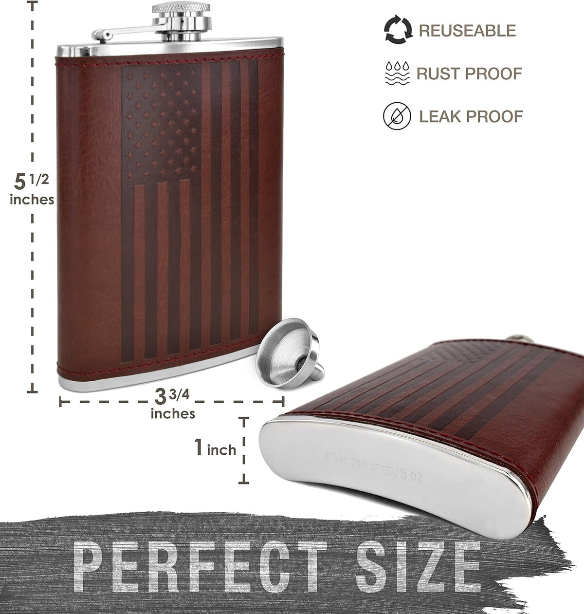 SKU:GP-CFHO-Z0NK | Brown Leather Wrap - American Flag | ASIN:B01L8GT63Q | gallery 5