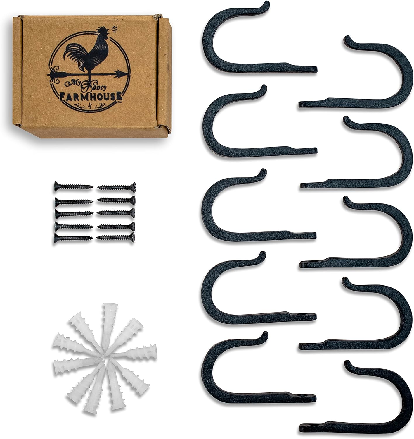 Railroad Spike Cast Iron Hooks Handmade Blacksmith, Wall Mounted, Farmhouse Decor Cast Iron Wall Hooks, Vintage Hooks for Hanging