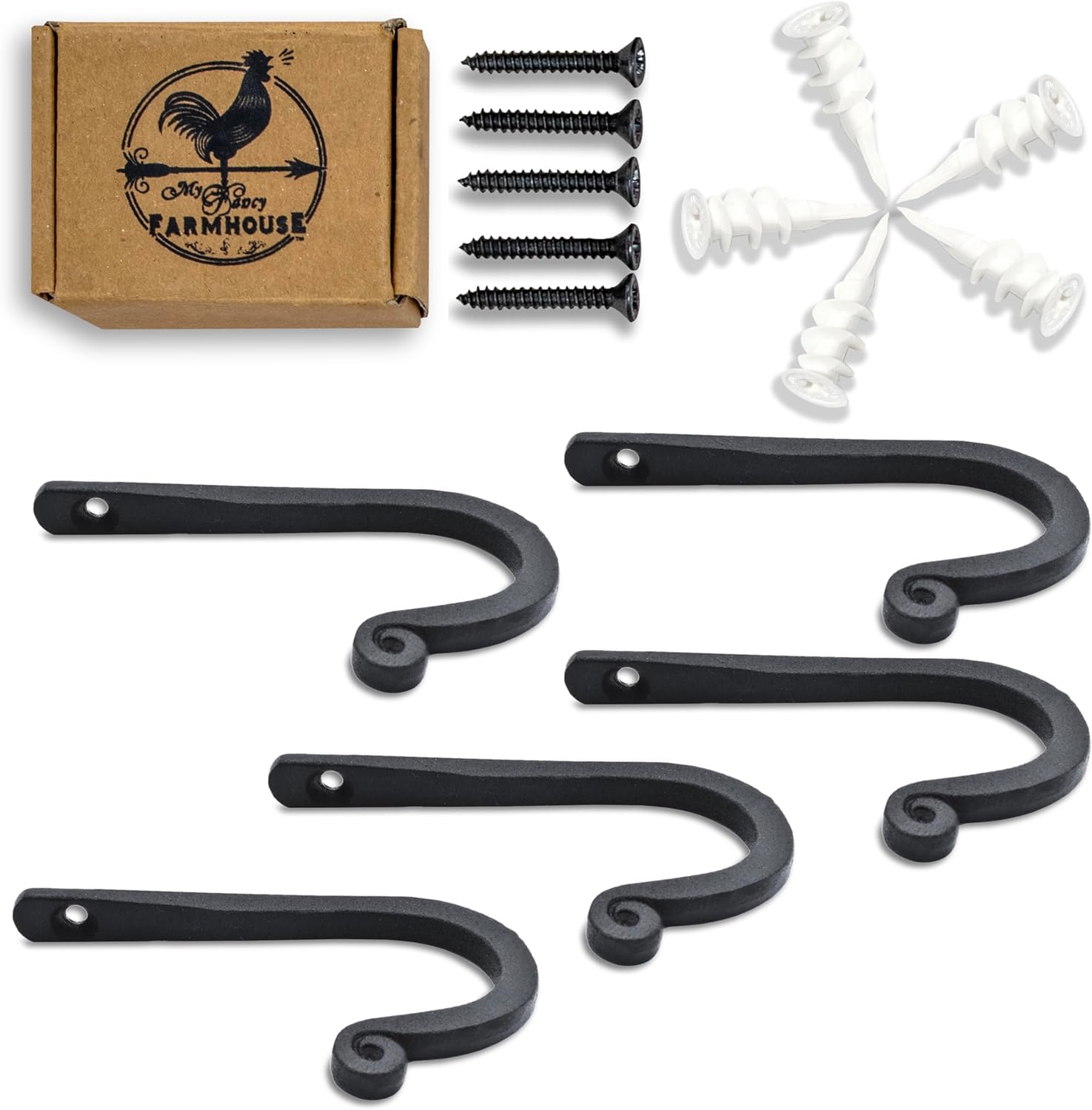 Larger Railroad Spike Cast Iron Hooks Handmade Blacksmith, Wall Mounted, Farmhouse Decor Cast Iron Wall Hooks, Vintage Hooks for Hanging