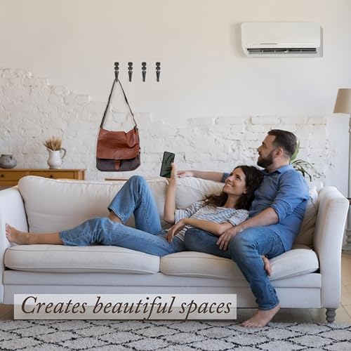 Cast Iron Wall Hooks (5 Pack) Handmade Blacksmith - Wall Mounted J Hooks - Farmhouse Decorative - Vintage Hooks for Hanging Coats, Bags or Pots in Pantry (2 Screws Each Hook for Strength)