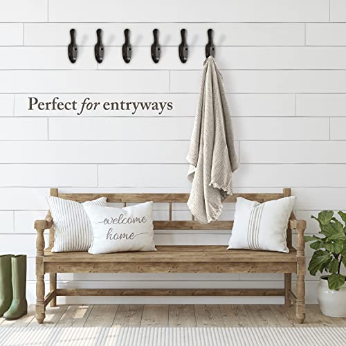 Rustic Cast Iron Coat Hooks Wall Mounted Farmhouse Decorative Wall Hooks, Vintage Hooks for Hanging Coats, Bags, Hats, Towels (Black, Large Spoon Hooks - Set of 5)