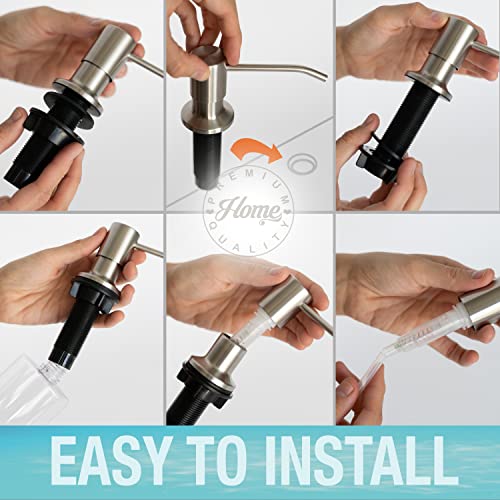 Kitchen Sink Soap Dispenser Pump - Solid Stainless Steel - 17 Ounce Soap Bottle - Dish Soap Dispenser for Kitchen Sink -