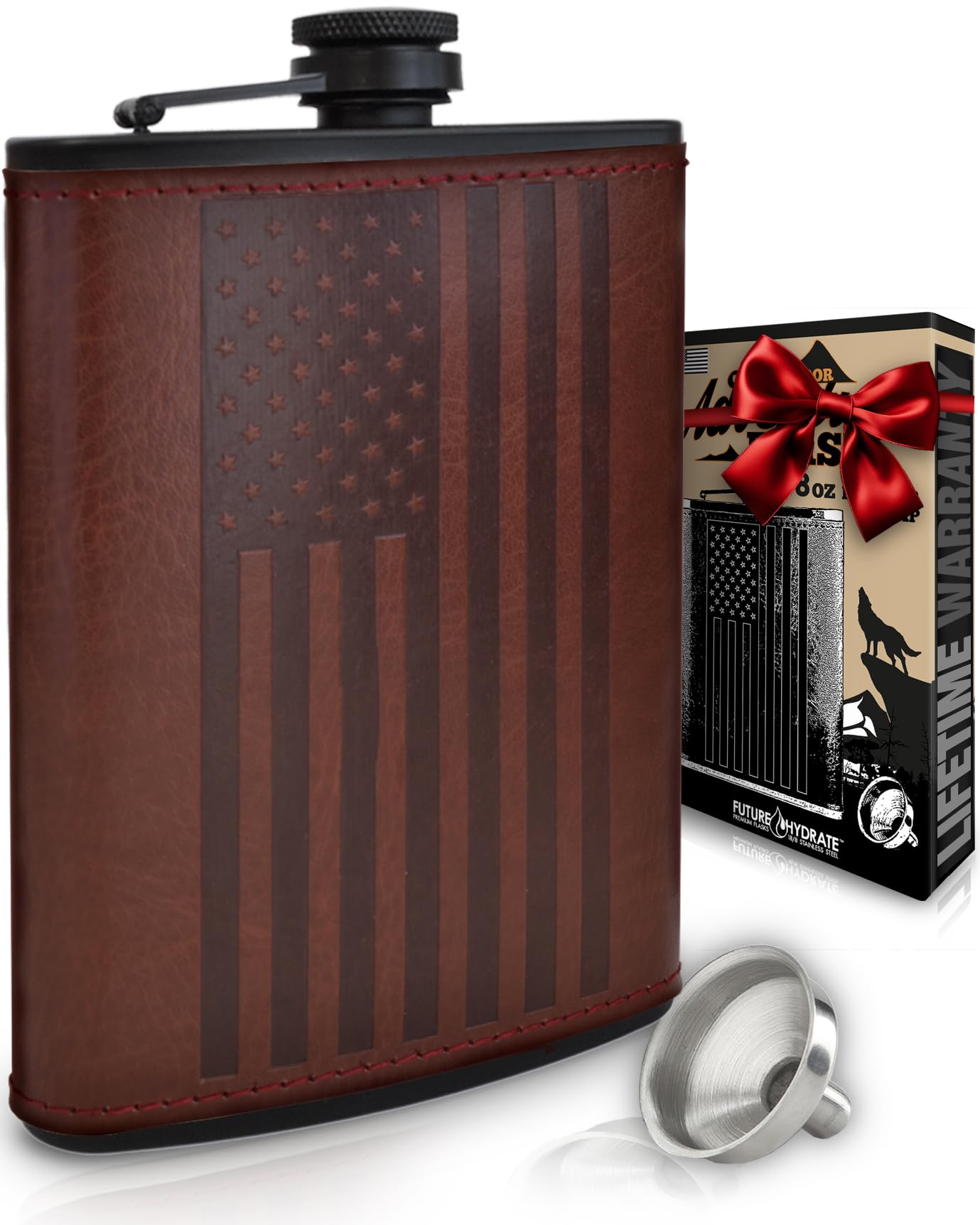Leak Proof Food Grade Stainless Steel for Whiskey or Bourbon Liquor | Bonus Funnel (USA 8 Ounce Flask