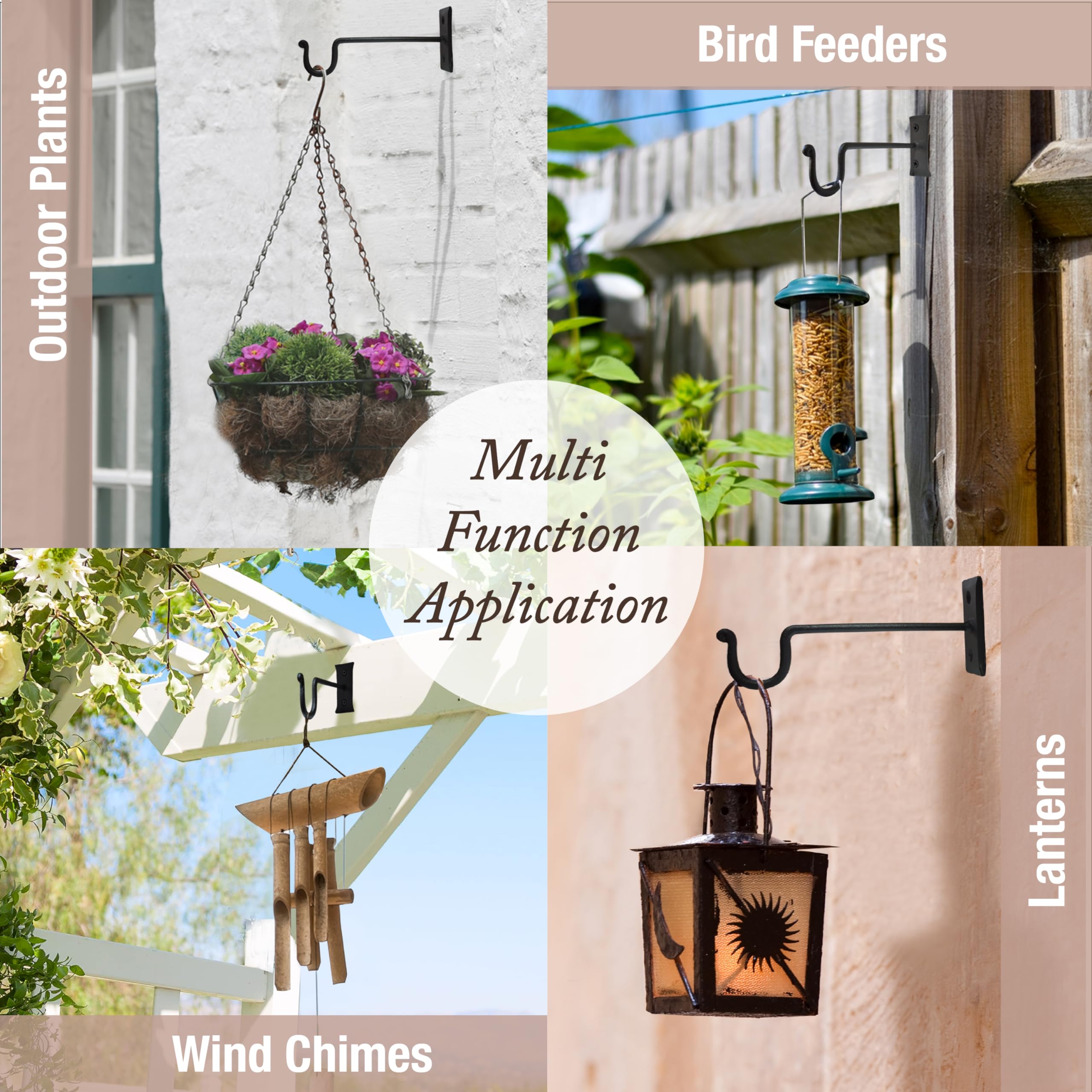 My Fancy Farmhouse Heavy Duty Outdoor Plant Hanger (2 Pack) 7.5 Inch Hook - Wall Mounted Iron Plant Hook, Indoor or Outdoor Hanging Bracket for Heavy Hanging Pots, Baskets, Lanterns, Feeders