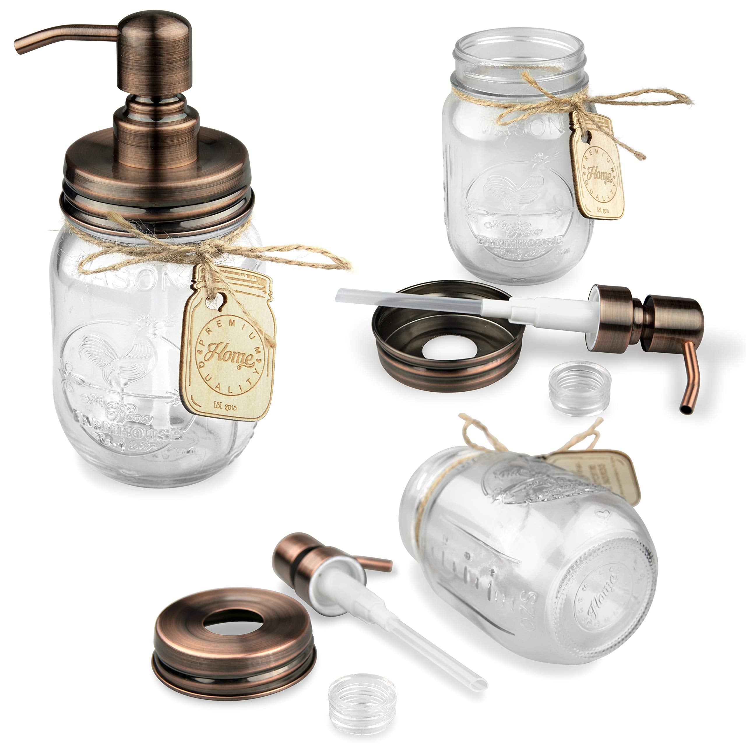 Mason Jar Soap Dispenser - Kitchen Soap Dispenser, Dish Soap Dispenser - Farmhouse Decor Hand Soap Dispenser for Bathroom or Lotion Dispenser