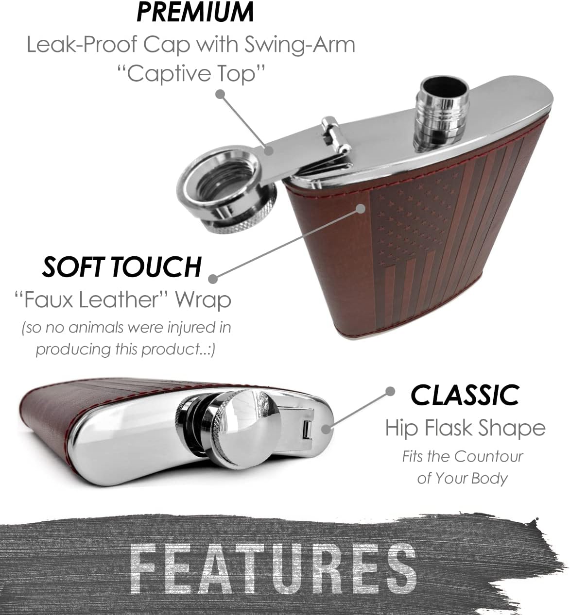 SKU:GP-CFHO-Z0NK | Brown Leather Wrap - American Flag | ASIN:B01L8GT63Q | gallery 6