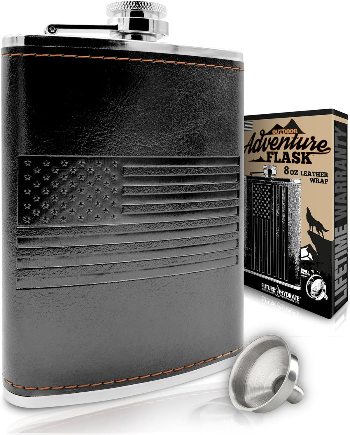 SKU:06-2IBY-M626 | Black Leather Wrap - American Flag | ASIN:B07BX56789 | gallery 1