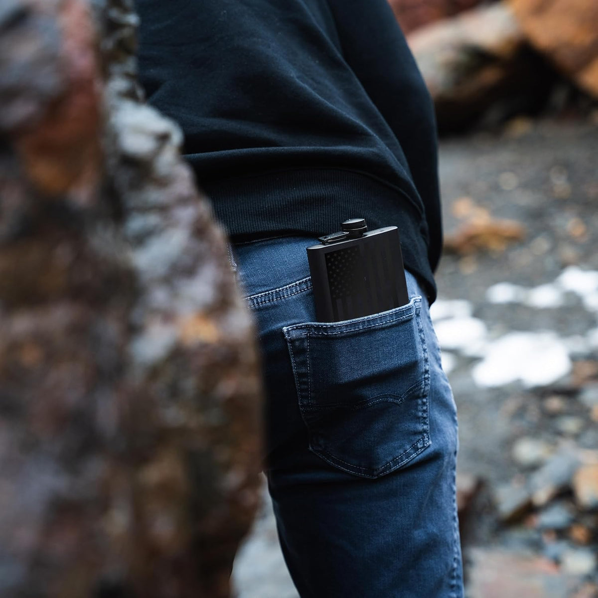 SKU:BLACK-FLAG-FLASK | Matte Black - American Flag | ASIN:B0CD4KWKPZ | gallery 8