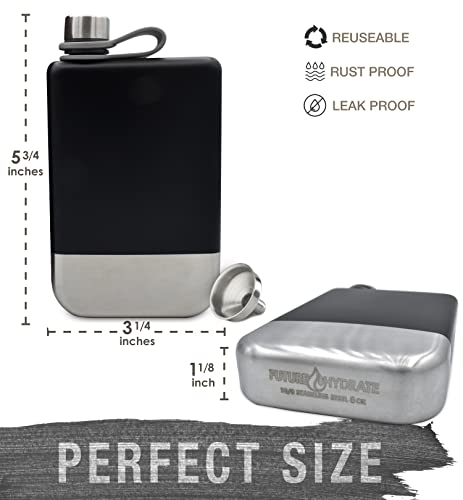 Hip Flask for Liquor - Perfect Holiday Gift for Men or Women - 304 Stainless Steel - Leakproof Drinking Flask for Whiskey Alcohol or Bourbon flask (8 ounce, Includes Funnel)
