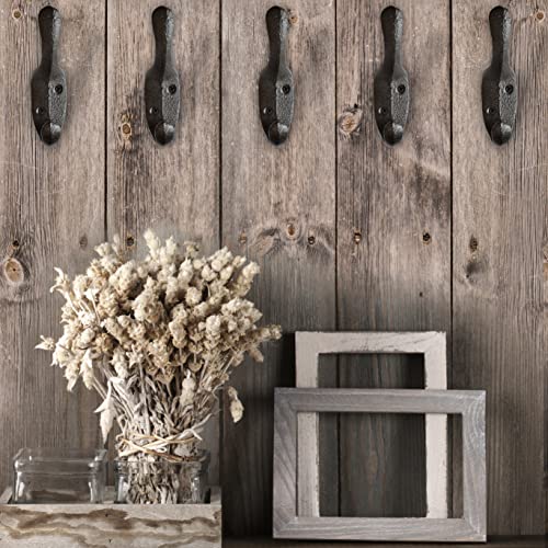 Rustic Cast Iron Coat Hooks Wall Mounted Farmhouse Decorative Wall Hooks,  Vintage Hooks for Hanging Coats, Bags, Hats, Towels (Black, Large Spoon