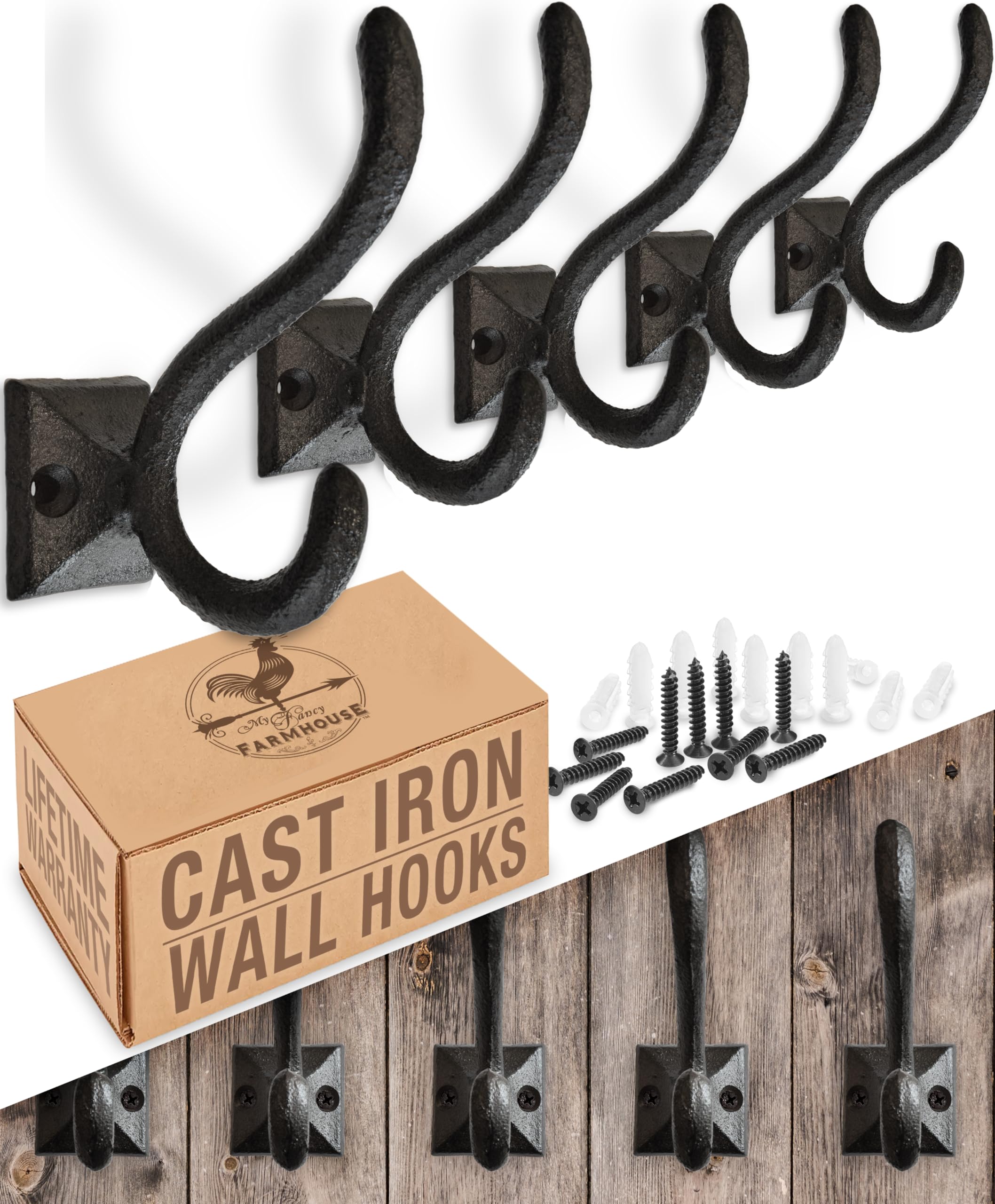 My Fancy Farmhouse Rustic Cast Iron Coat Hooks - Lebanon